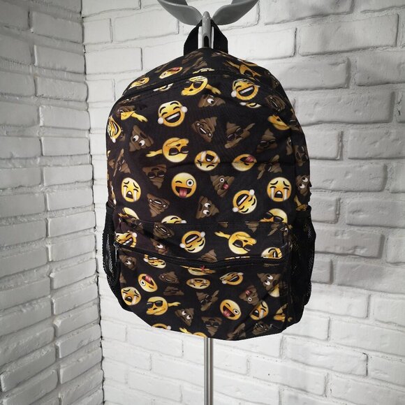 The Children's Place Youth's Unisex Black with Brown & Yellow Emoji's Backpack - Picture 1 of 10
